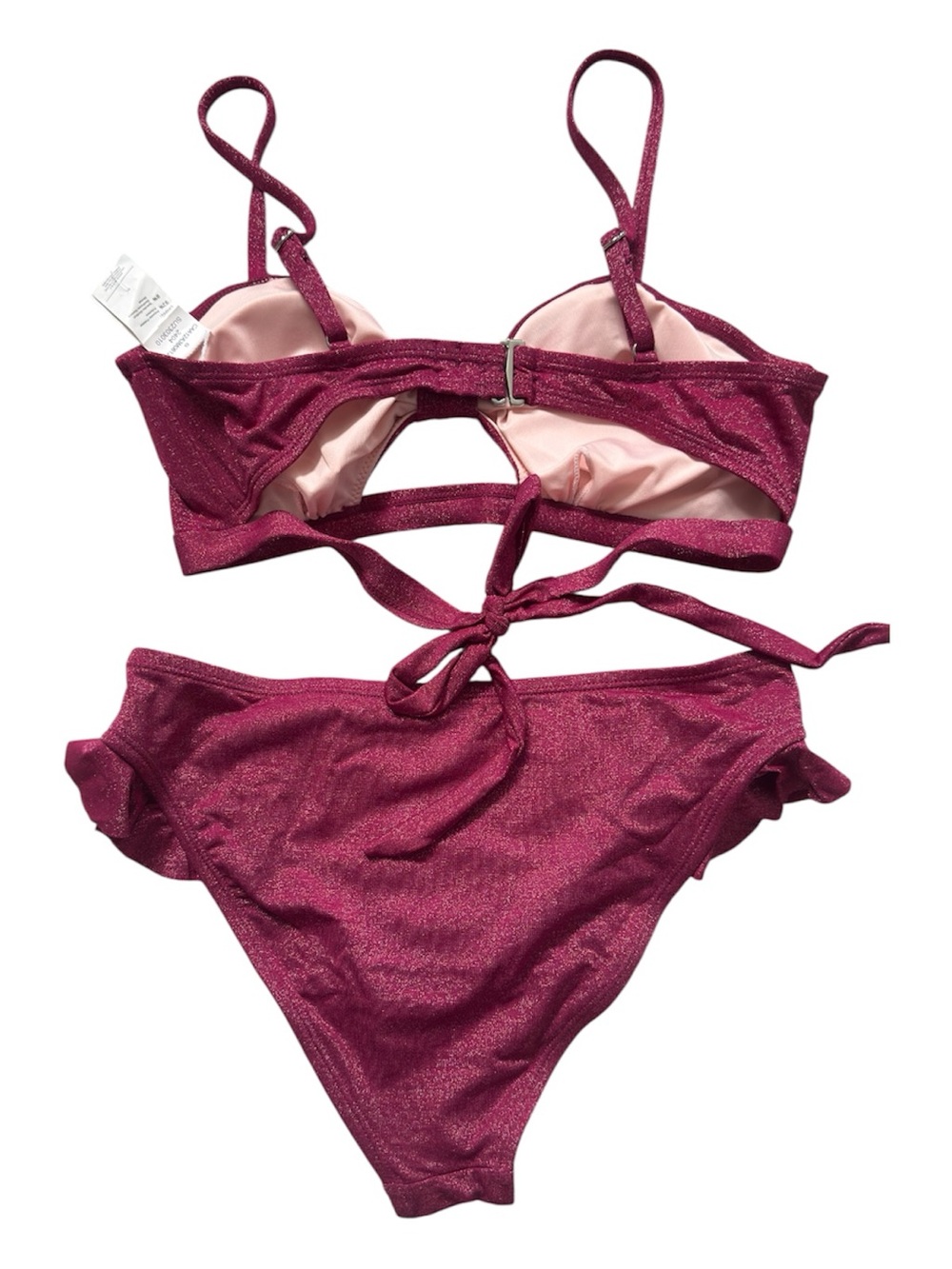 Cupshe Shimmery Deep Berry Pink Bikini Set - Picture 2 of 3